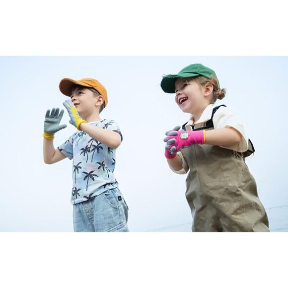 Paknada Kids Garden Gloves 3Pair Latex Coated Pink Yellow Blue Anti-Slip Cartoon - Picture 9 of 11